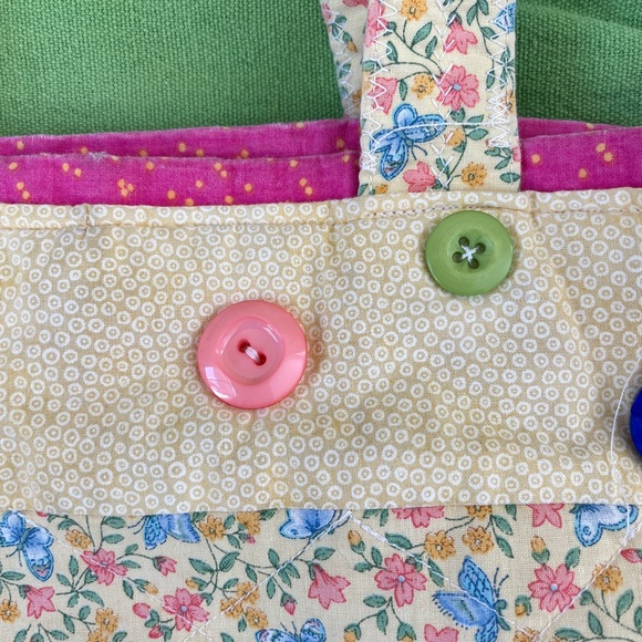 Floral Tote Bag with Colorful Buttons - Picture 9 of 9